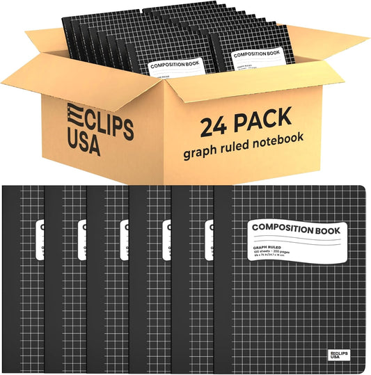 Composition Notebooks, Quad Ruled, Graph Paper Composition Notebook, Hard Cover Marble Graph Composition Notebook, 100 sheets, 9.75″ x 7.50″ (24 Pack)