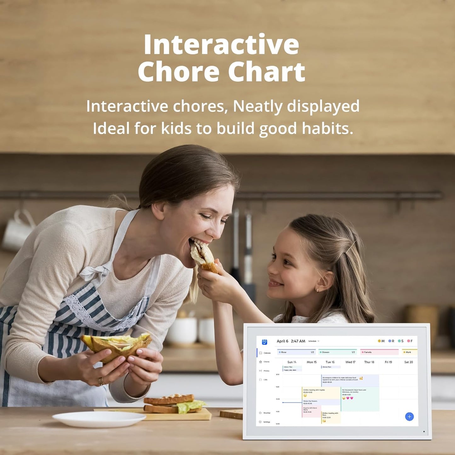 Digital Calendar 15.6" Chore Chart – 1080P Full HD Interactive Touchscreen, Smart Family Planner, Hearth Display Digital Wall & Desk Mountable for Seamless Scheduling