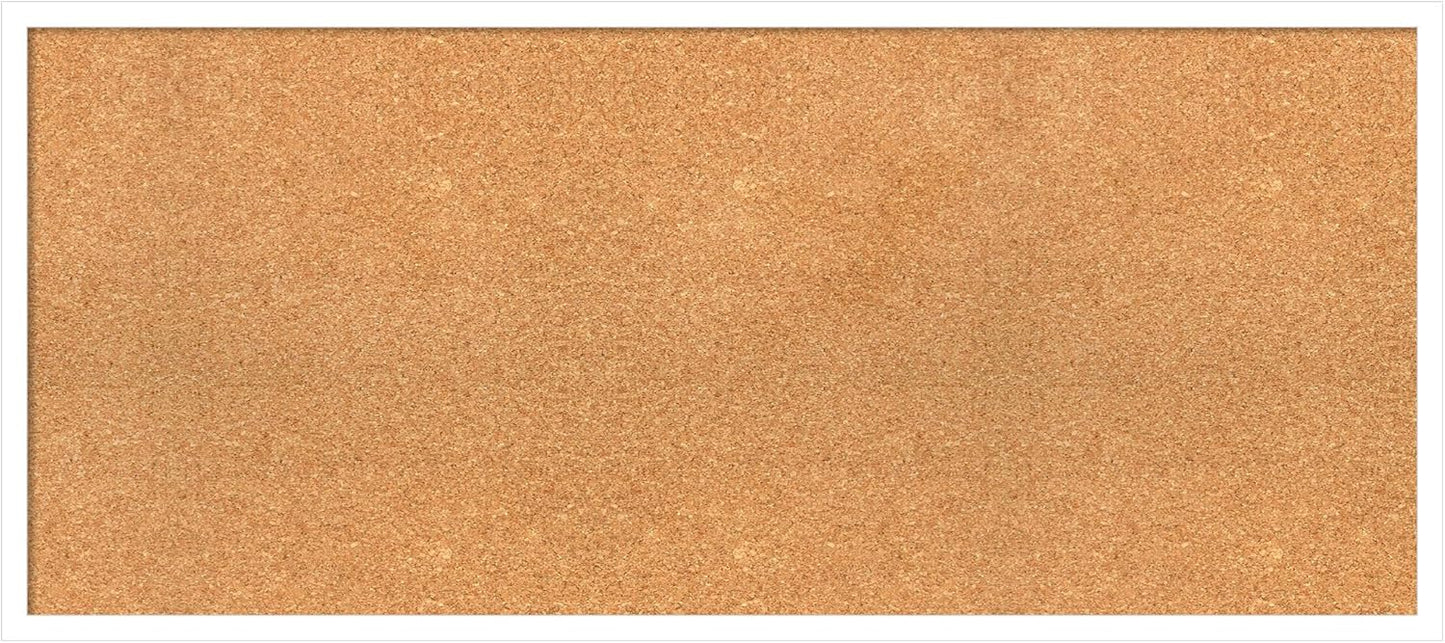 Amanti Art Natural Cork Board for Wall, 19x43 Vision Board with White Frame, Oversize Corkboard Office Decor for Home Organization, Modern Corkboard Pinboard to Display Items for Home Organization in