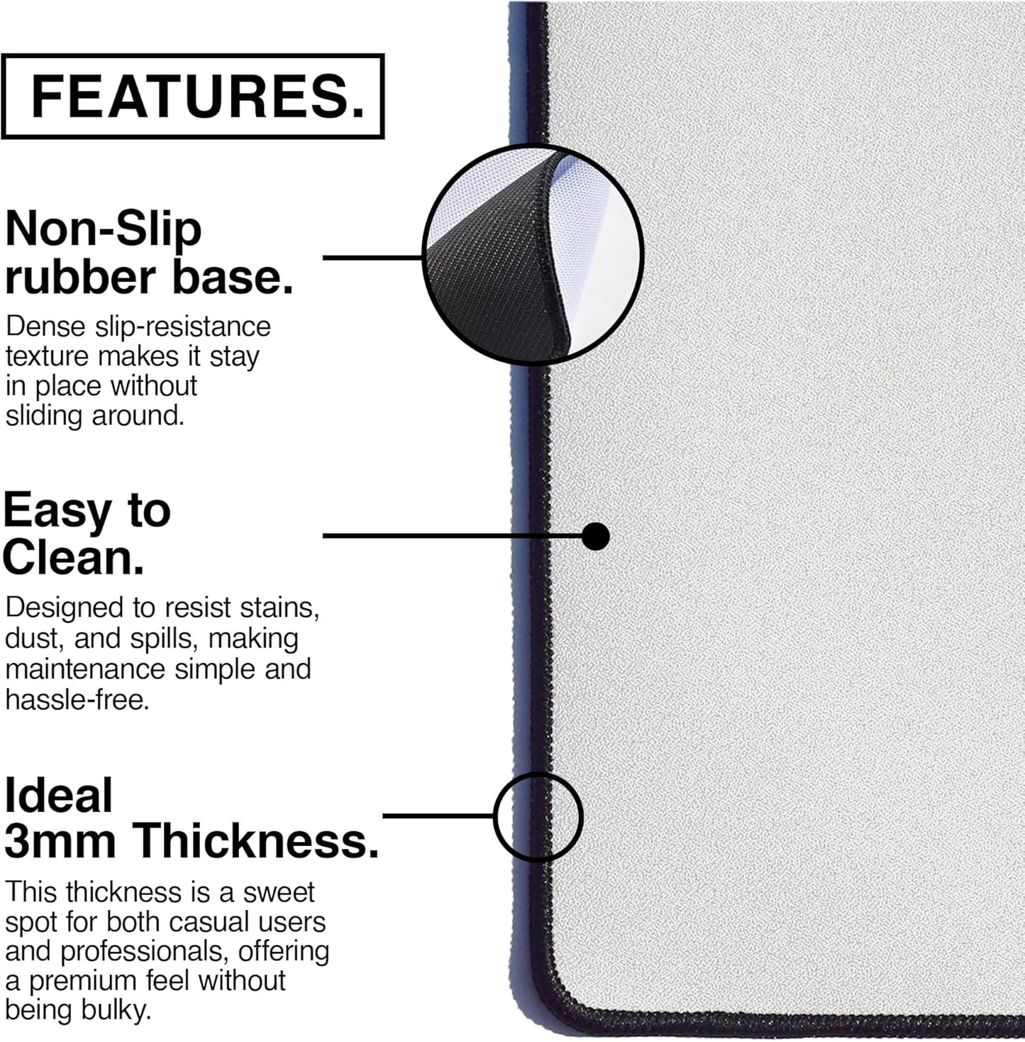 MPCO. Blueprints Large Gaming Desk Pad - 36" x 17" Aeroglyde Fabric Pistol 38 – Black Desk Mats - Non-Slip, Washable, Smooth Glide for Precision Gaming & Work