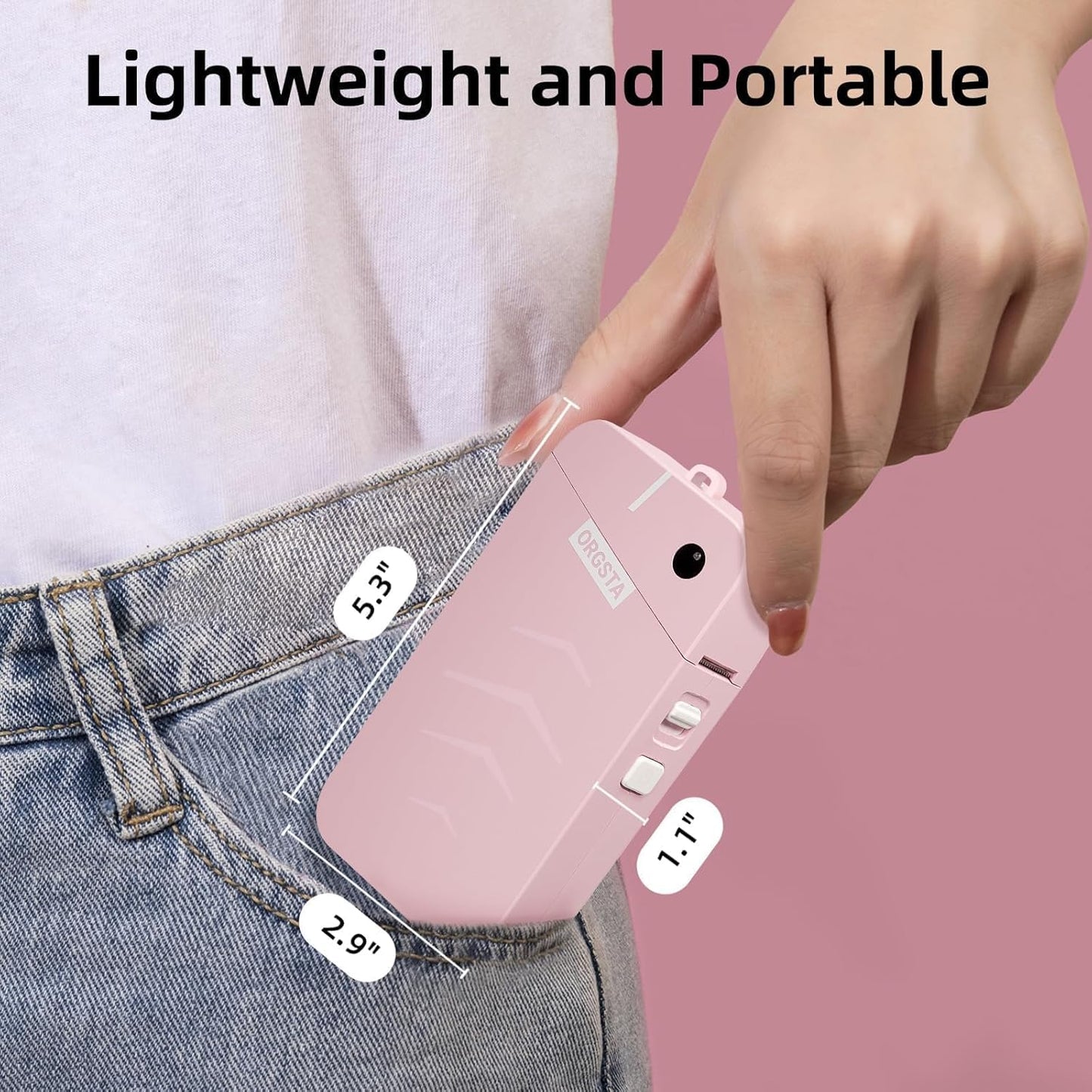 ORGSTA S001 Label Maker Machine with Tape, Portable Bluetooth Label Maker for Home and Office Organization, Thermal Label Printer Mini Sticker Maker with Multiple Templates, Pink