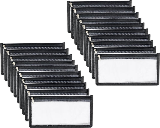 3.9 x 7.8 Clear Cash Register Money Pouch Bank Deposit Bag Check Wallet 20 Pack Zipper Closure