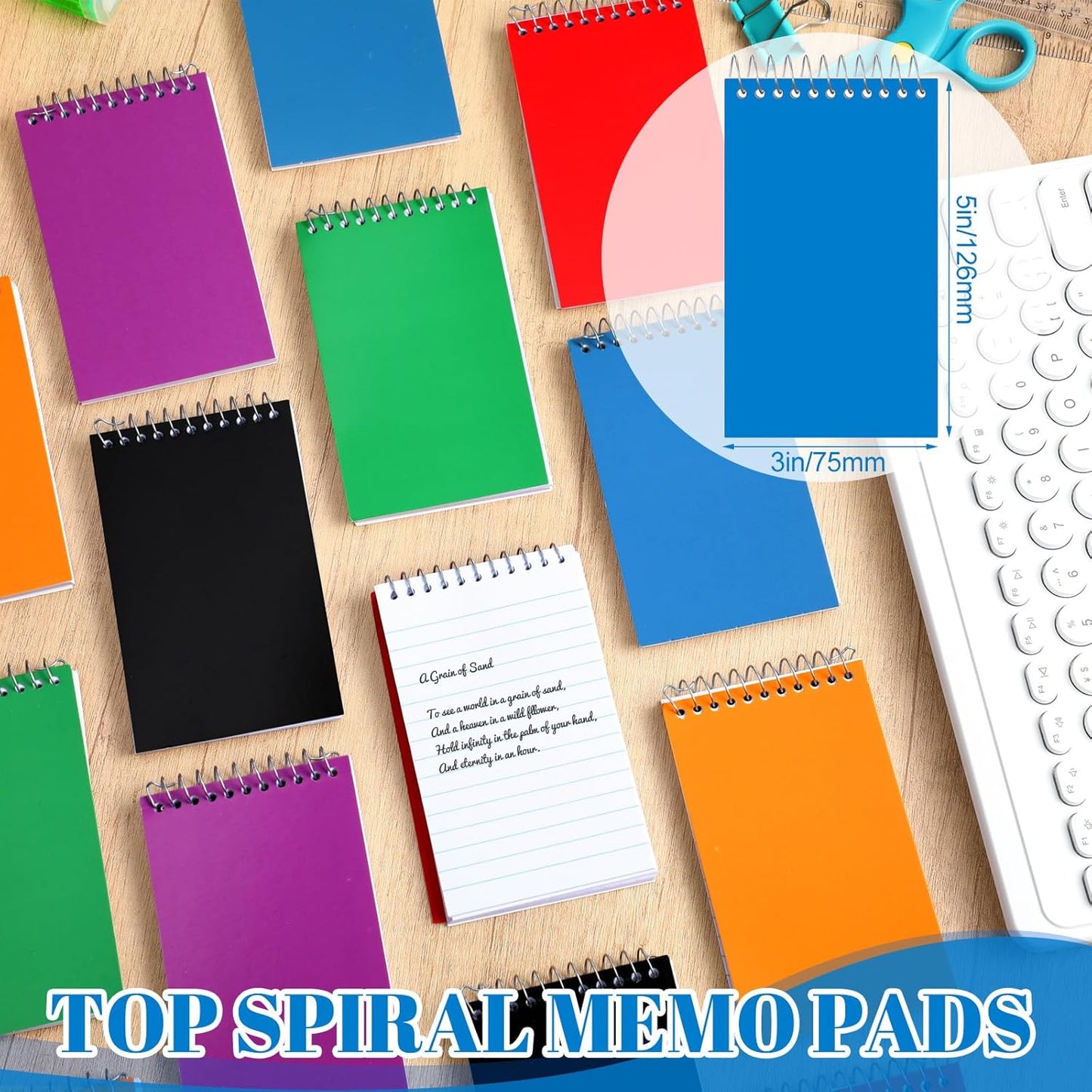 36 Pcs Small Pocket Notebooks 3 x 5 Inch Mini Memo Spiral Notepads Top Bound College Ruled Lined Note Pads for Back School Office Journaling Noting, 75 Sheets/Pad (Fresh Color)