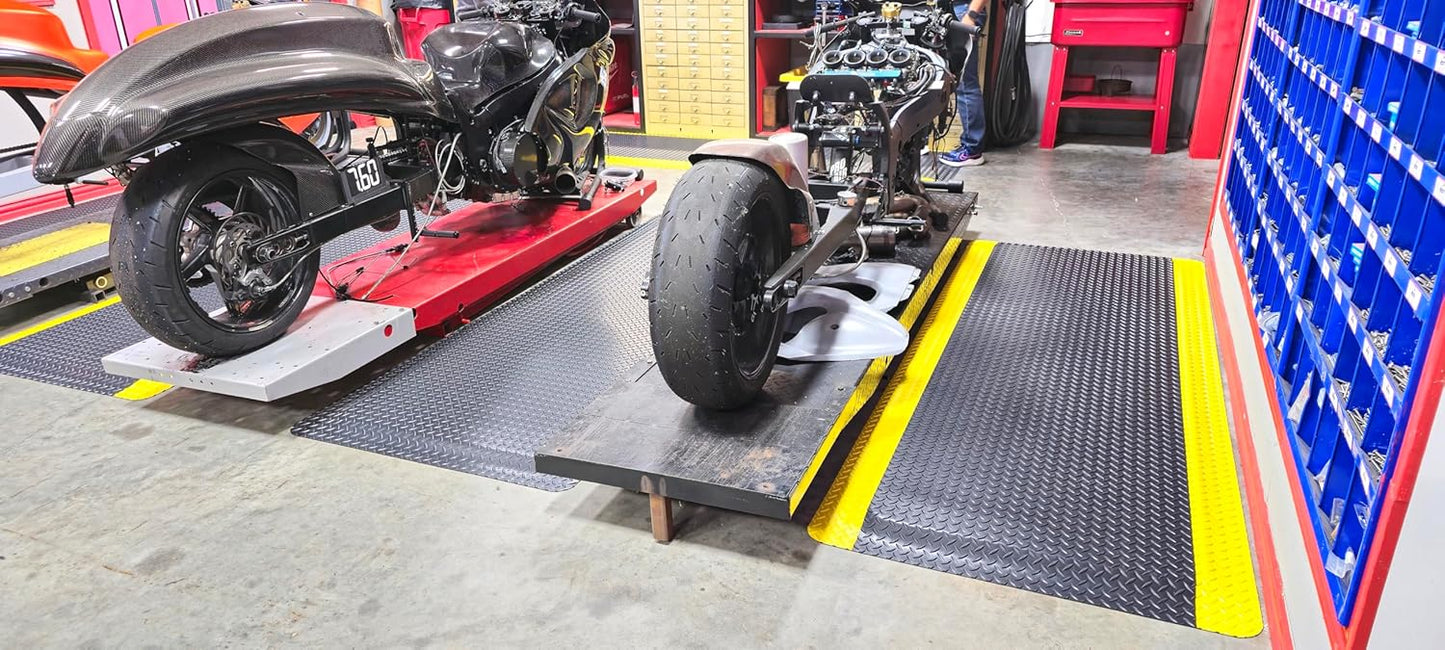 Rhino Mats, American Classic Diamond Anti-Fatigue Mats, Industrial Ergonomic Comfort Standing Mat for Work, Home, Garage, Office, Kitchen or Anywhere (Black/Yellow 1" Thick, 4 FT. x 21 FT.)