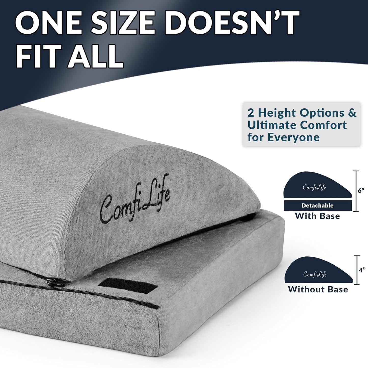 ComfiLife Foot Rest for Under Desk at Work – Adjustable Desk FootRest for Office Chair, Gaming Accessories – Ergonomic Teardrop Design for Back, Hip & Leg Pain Relief – 100% Memory Foam (Gray)