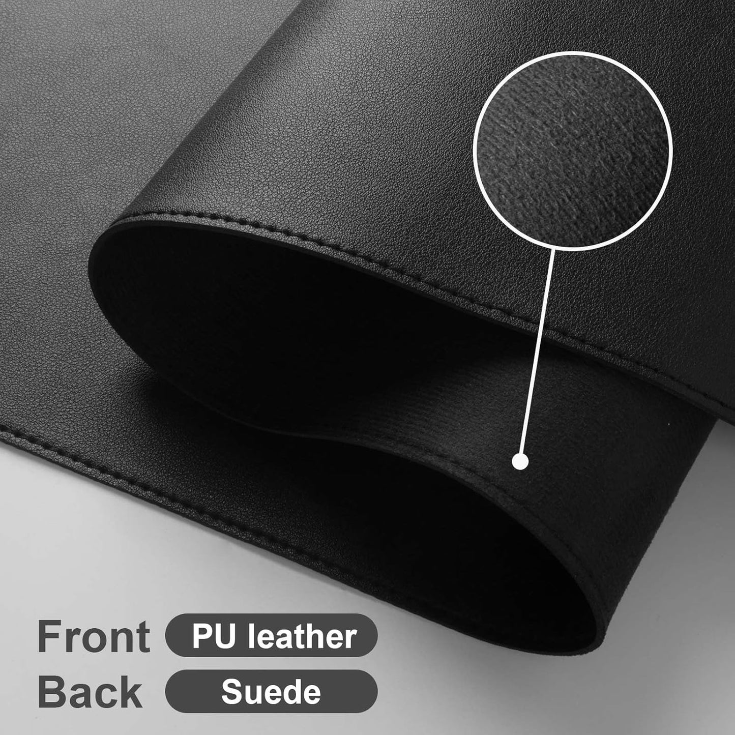 DAWNTREES Desk Mat Protector,PU Leather Desk Pad,Non Slip, Large Mouse Pad and Keyboard Mat, Waterproof Writing Pad for Office and Home (Black,47.2''x23.6'')