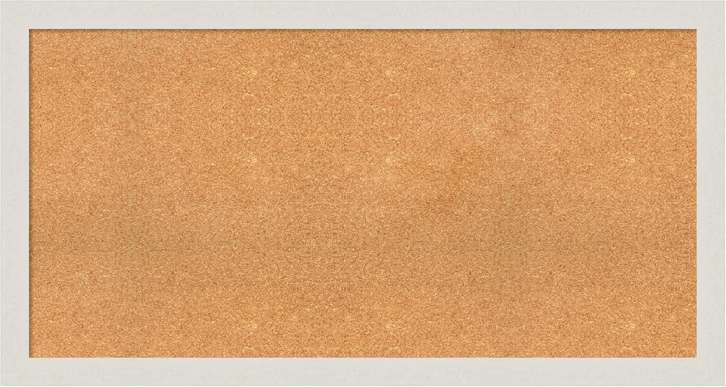 Amanti Art Natural Cork Board for Wall, 27x51 Vision Board with White Frame, Oversize Corkboard Office Decor for Home Organization, Country Rustic Corkboard Pinboard to Display Items for Home