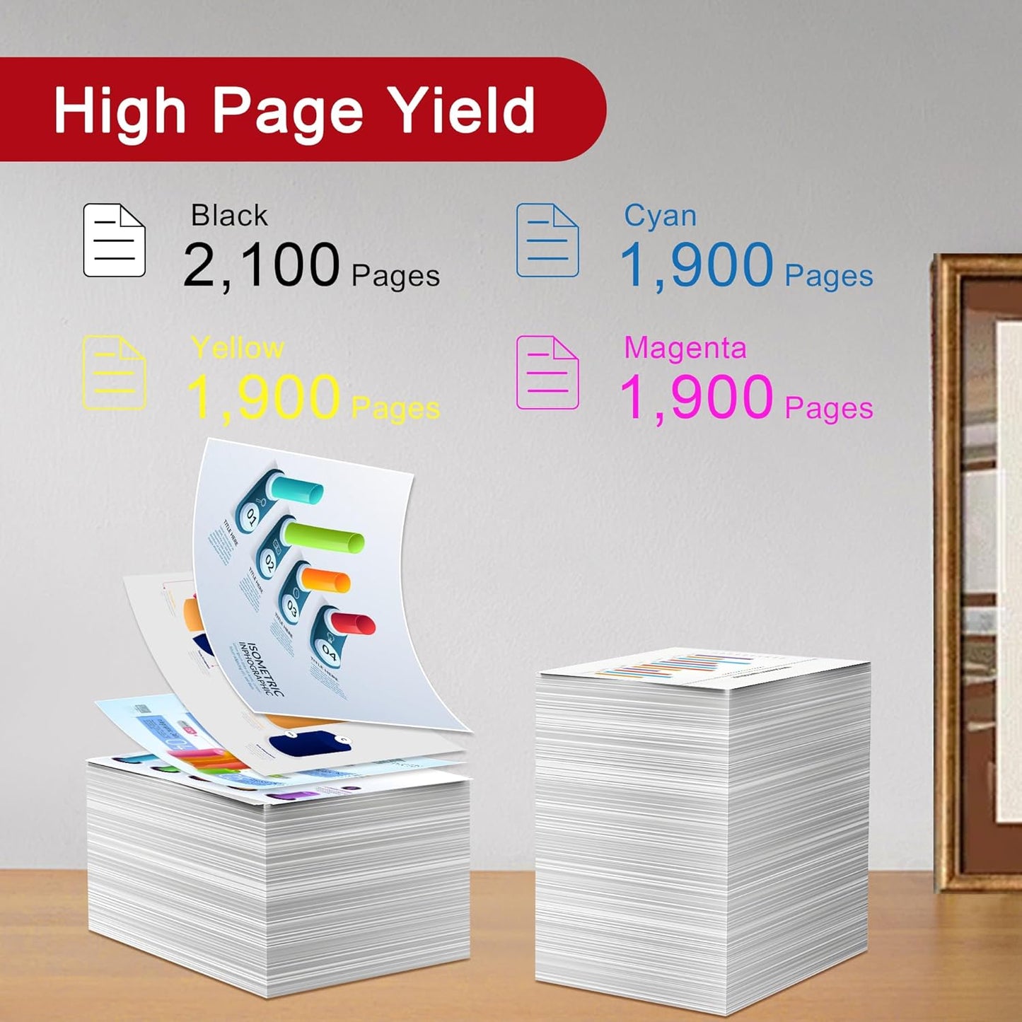 069 Toner Cartridge 4 Pack Compatible with Canon 069 Toner Cartridges, Working for Canon imageCLASS MF753Cdw MF751Cdw LBP674Cdw Printer(Black Cyan Magenta Yellow)