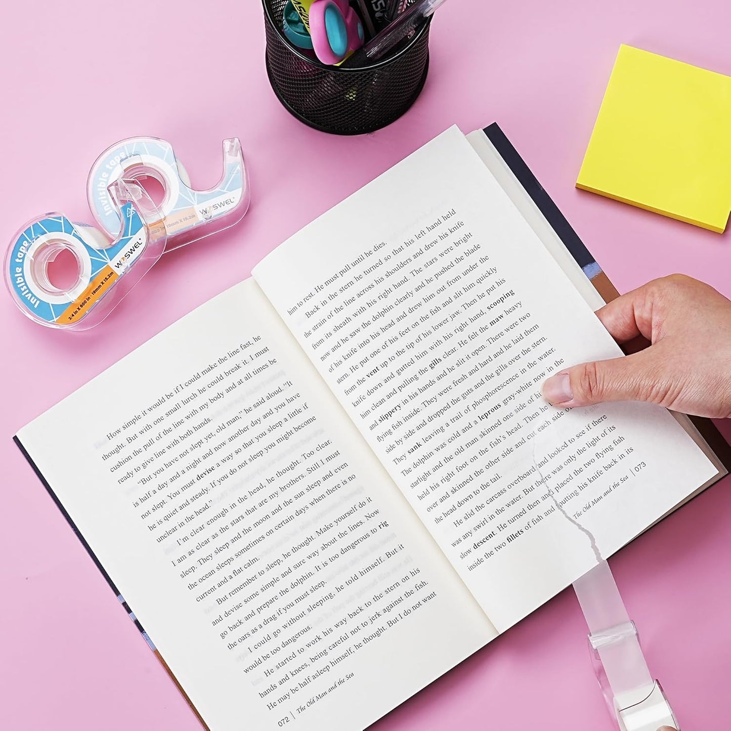 Tape Refills with Dispenser, 24 Roll Invisible Tapes, 3/4 Inch X 600 in, Gift Wrapping Tapes Back to School Supplier for Home School Office Use