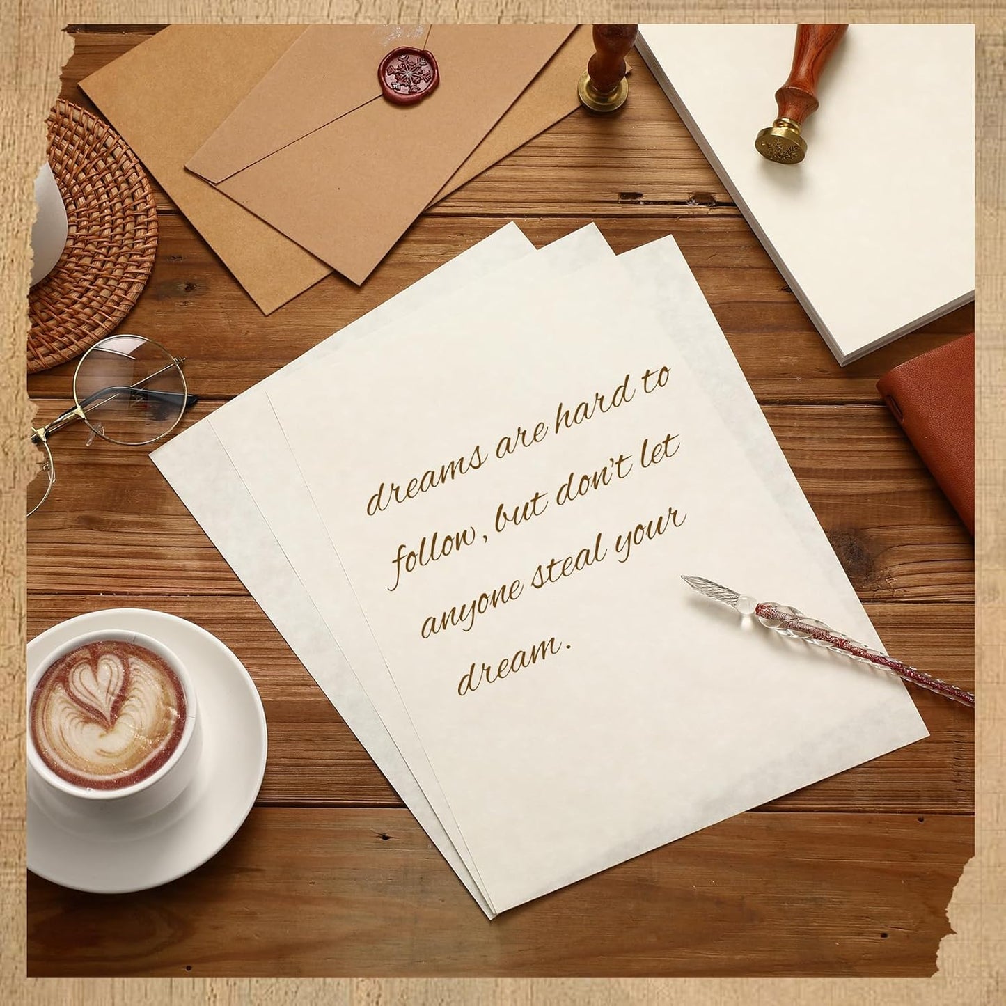 Epakh 200 Sheets Old Age Parchment Paper 8.5 x 11 Inch Standard Letter Vintage Colored Old Parchment Semblance Double Side Printing Paper(Light Gray)