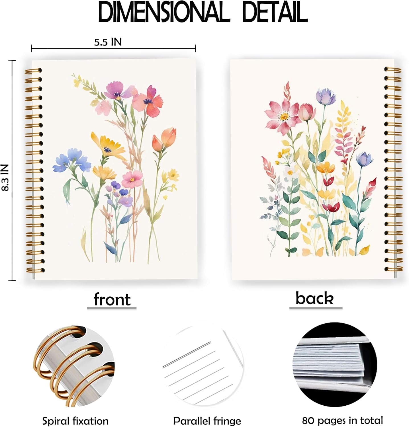 Vintage Wild Flower Botanical Plant Notebook 06,Rustic Spring Floral Cottagecore Notebook Journal for Work Office School Student Teacher,Hardcover Spiral Notebook 5.5x8.8