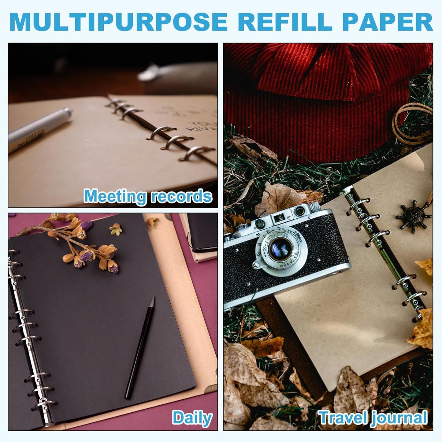 PATIKIL B5 Ruled Refills Inserts 9-Ring Binder Loose Leaf Planner Filler Paper Planner Inserts, 160 Sheets/320 Pages, Lined, White