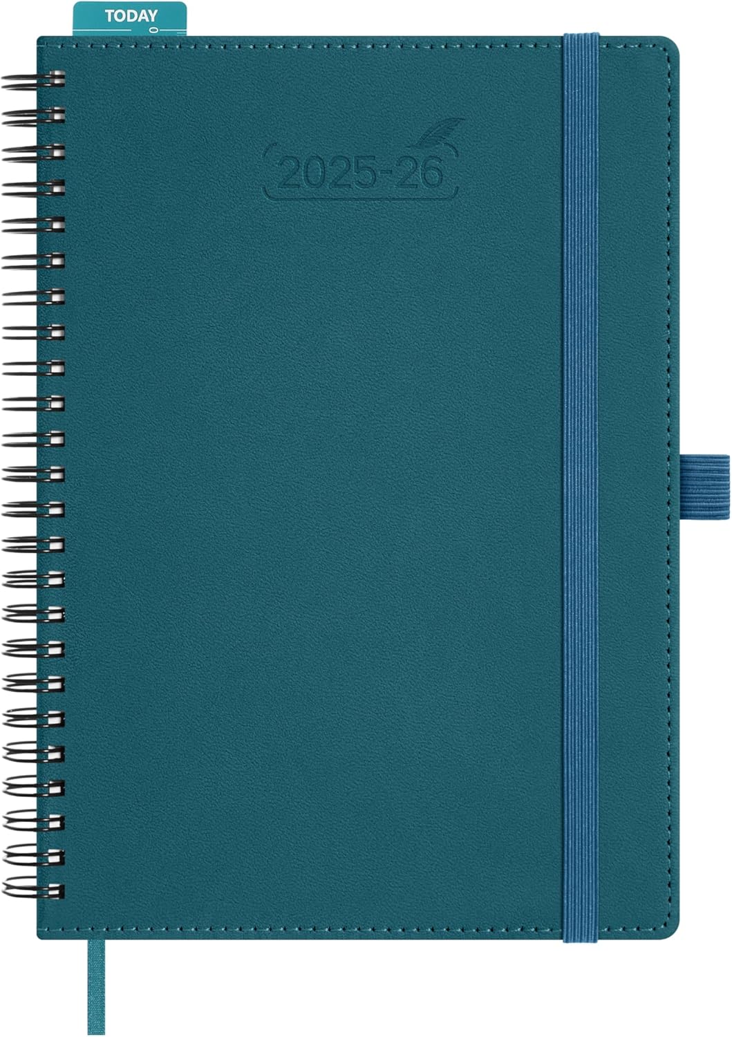 BEZEND Planner 2025-2026 Weekly and Monthly, 5.8" x 8.5" Academic Calendar (Jul 25-Dec 26) Vertical Daily Appointment with Hourly Timeslot & Monthly Tab, Spiral, PU Leather Softcover - Dark Green