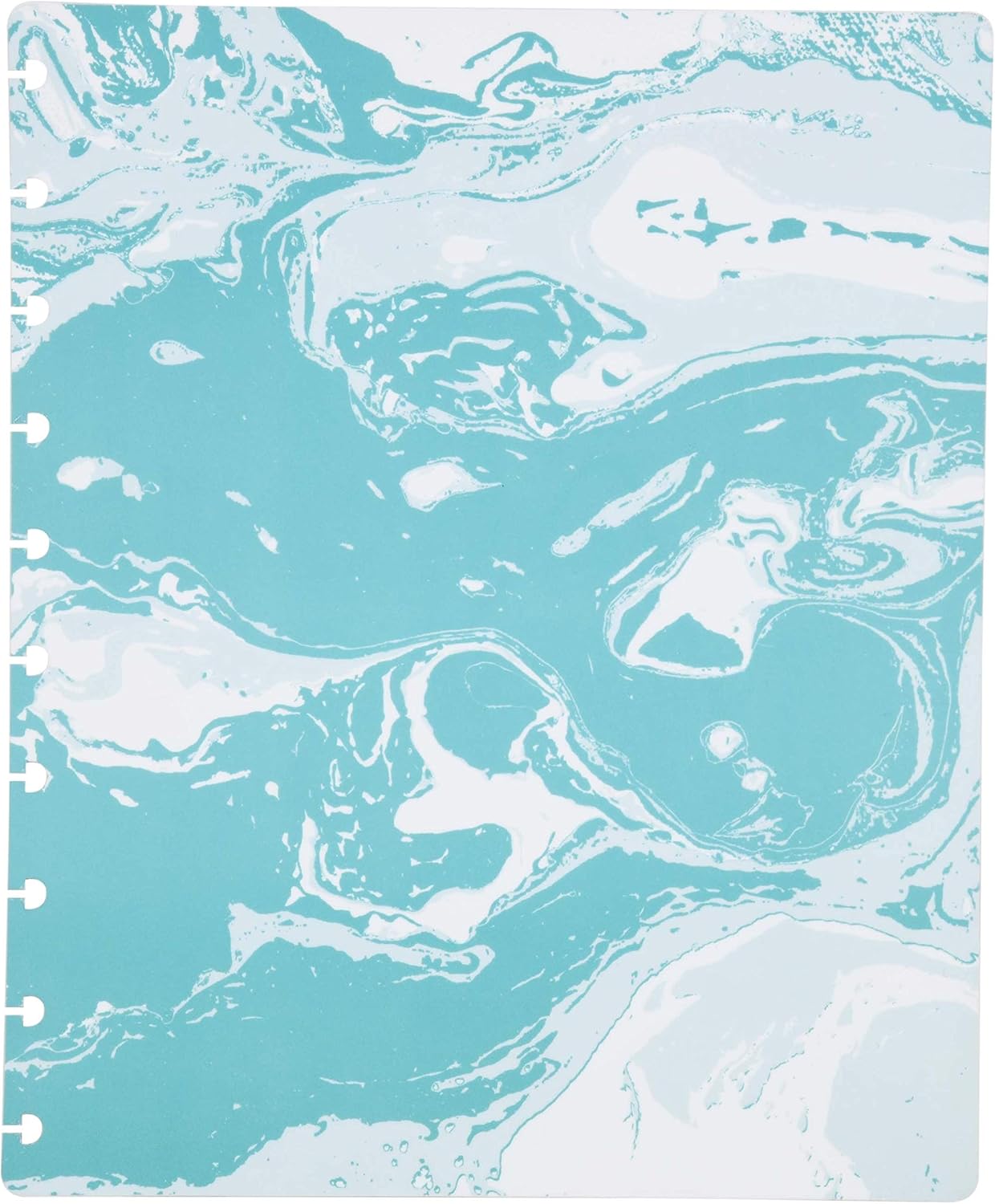 Talia Discbound Notebooks, Planner, Customizable, (yMarble Flow Turquoise w/Silver Discs, Midsize (7.5in x 9.75in))