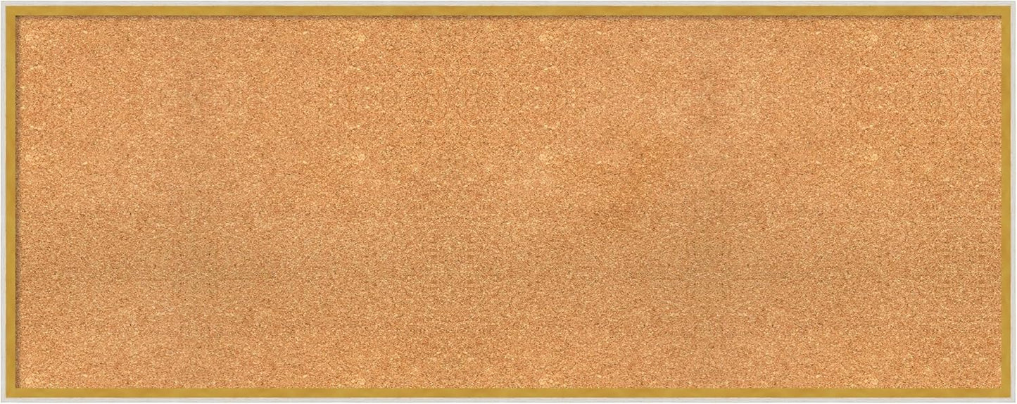 Amanti Art Natural Cork Board for Wall, 21x53 Vision Board with White Frame, Oversize Corkboard Office Decor for Home Organization, Modern Corkboard Pinboard to Display Items for Home Organization in