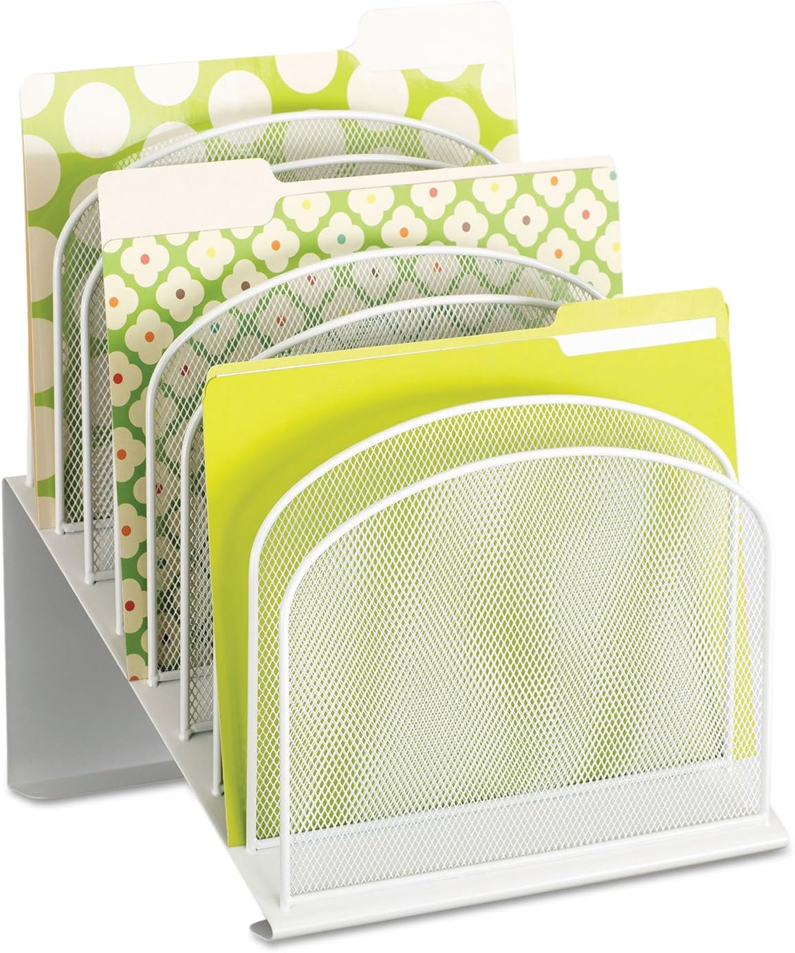 Safco Onyx Mesh 8 -Tier Vertical Desktop Organizer | Steel Mesh Construction | Portable Tabletop Organizer | White Powder Coat Finish | Space Saving Design for Home Office & Classroom