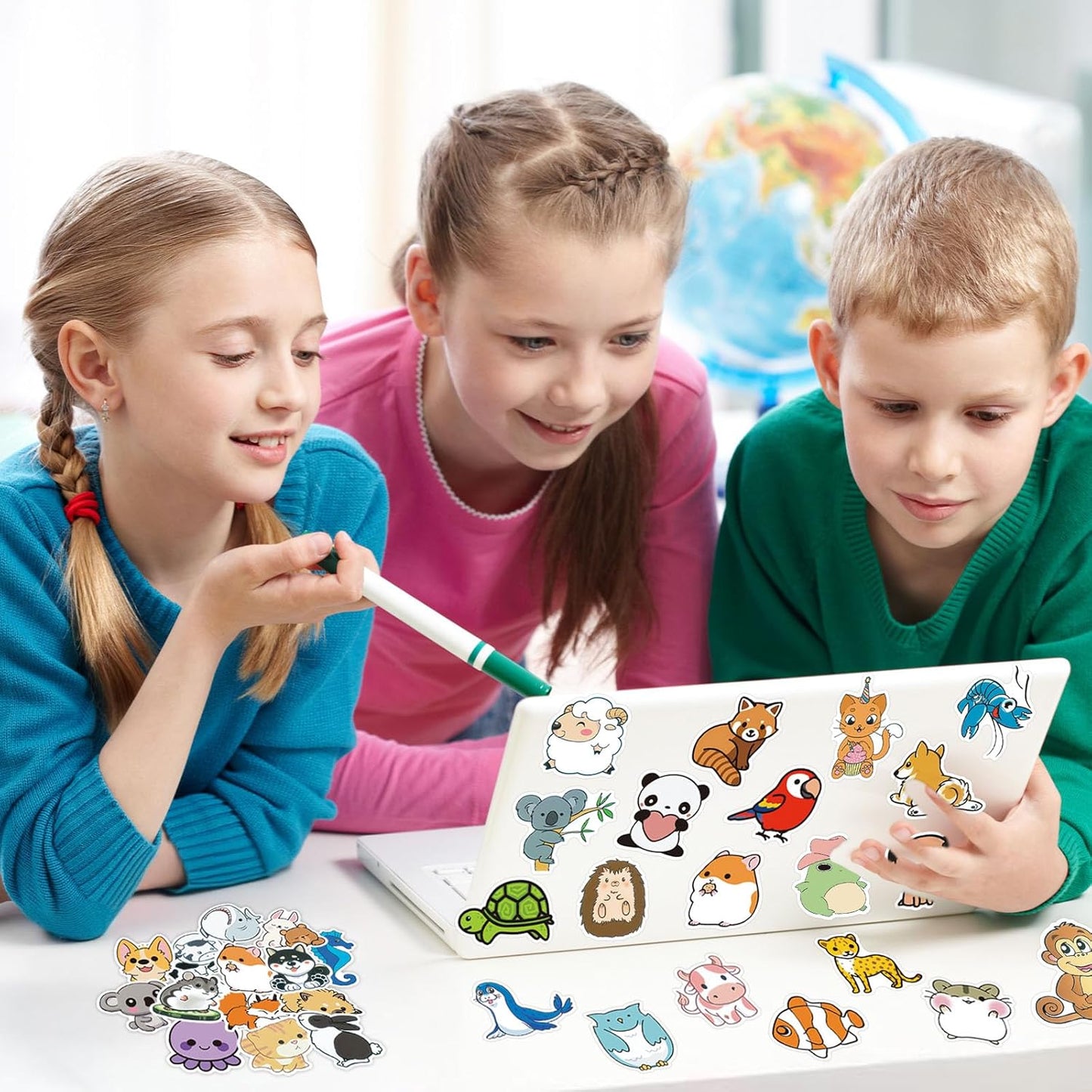 Water Bottle Stickers 100 Pcs Cute Kawaii Animal Sticker Pack, Waterproof Vinyl Animal Stickers for Water Bottles Scrapbook Journal Lunch Box Skateboard Notebook Diary Luggage Guitar Laptop Kindle etc