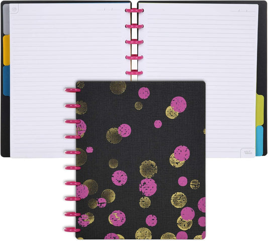 Talia Discbound Notebooks, Planner, Customizable, (xBounce Maroon w/Pink Discs, Midsize (7.5in x 9.75in))