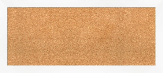 Amanti Art Natural Cork Board for Wall, 19x43 Vision Board with White Frame, Large Corkboard Office Decor for Home Organization, Modern Corkboard Pinboard to Display Items for Home Organization in