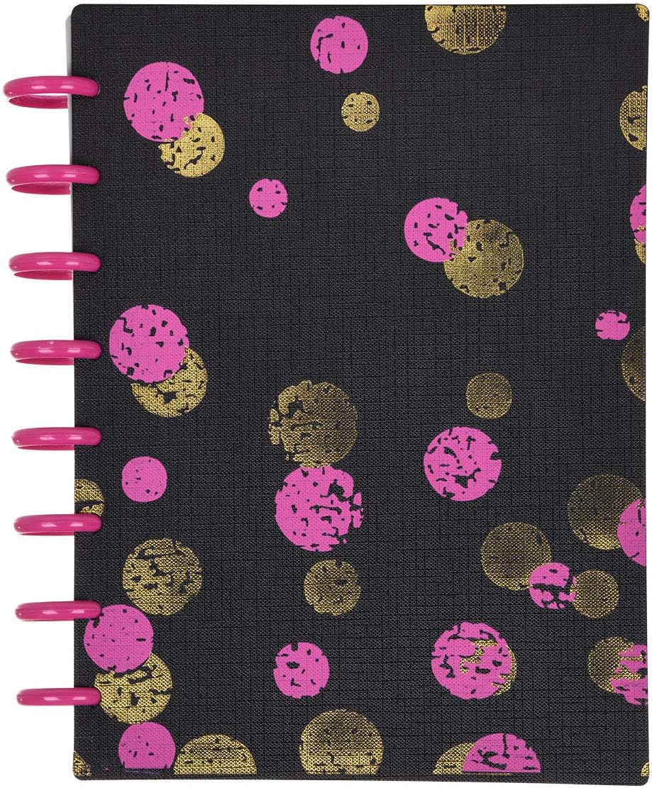 Talia Discbound Notebooks, Planner, Customizable, (xBounce Maroon w/Pink Discs, Junior (5.5in x 8.5in))
