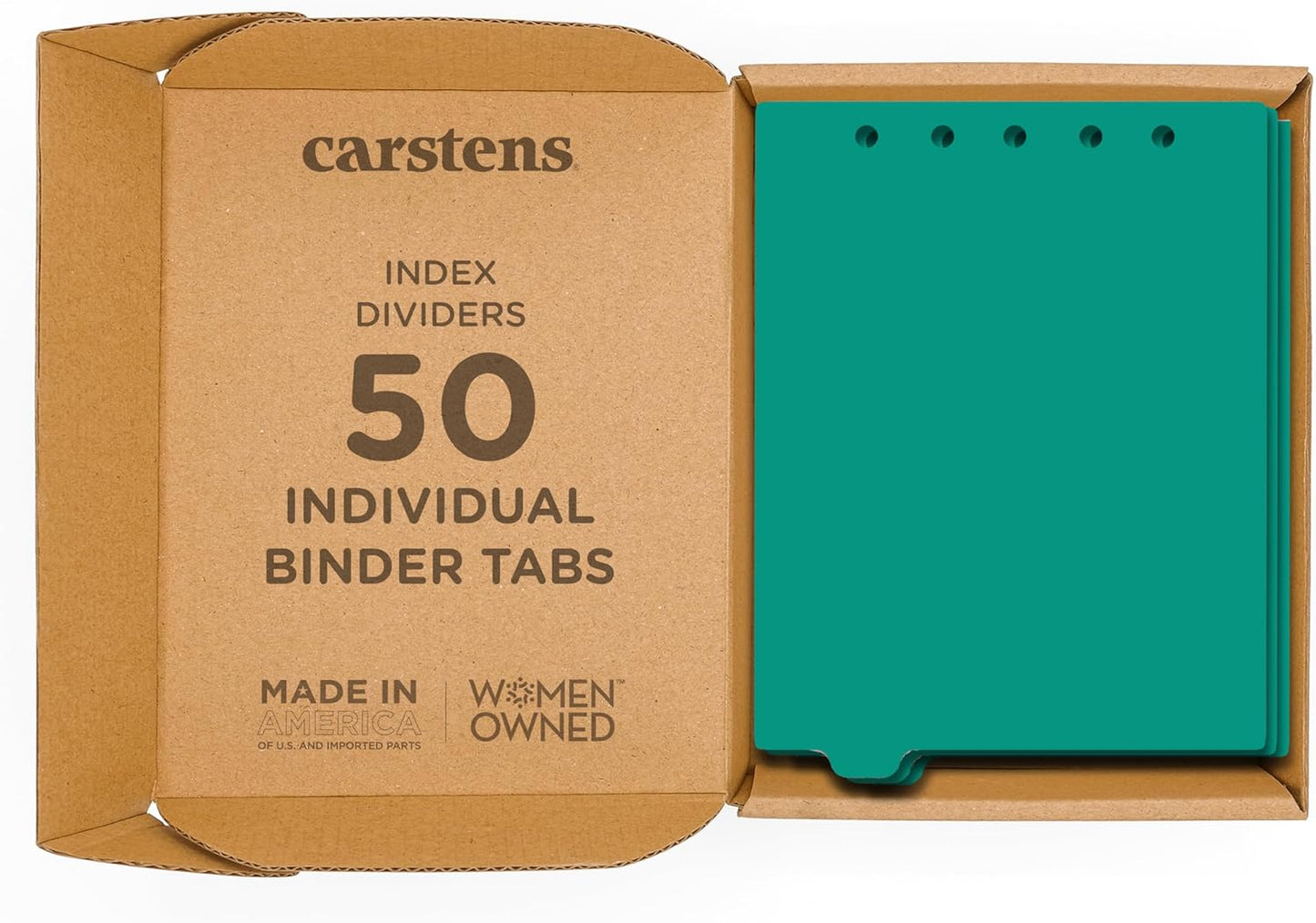 Carstens - Heavy Duty Plastic Ring Binder Dividers, Bottom Tab, 1/9 Cut, Tab 2 Position, US Letter, Turquoise, Case of 50, (2619-02CS) - Ideal Medical Chart Dividers or Index Tabs for 3 Ring Binders