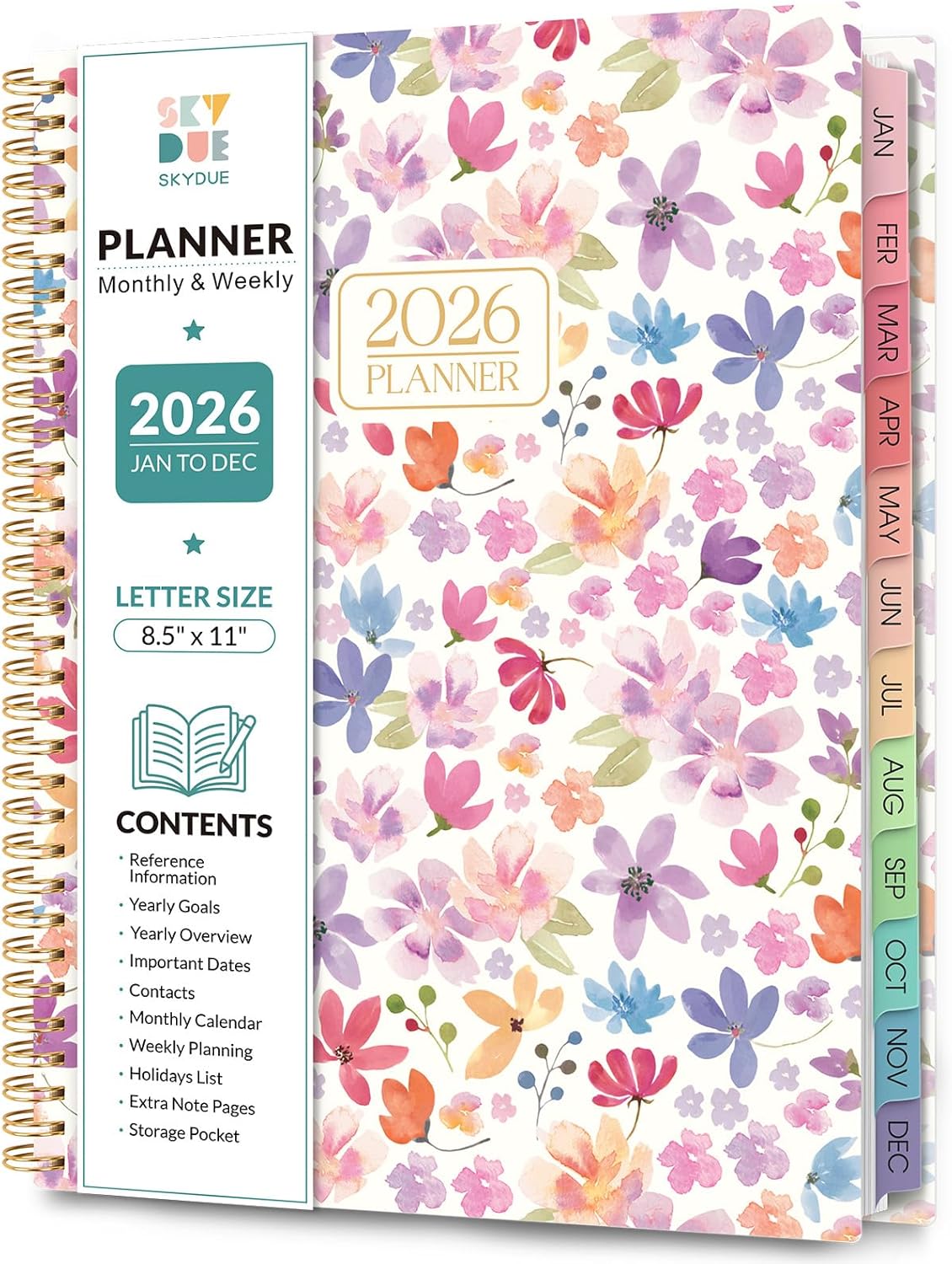 Planner 2026, 8.5" x 11" Monthly & Weekly Planner with Tabs, JAN - DEC 2026, Goal Setting & Time Management Organizer for Professionals & Students
