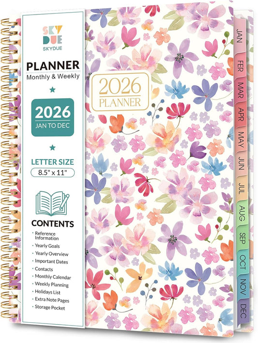 Planner 2026, 8.5" x 11" Monthly & Weekly Planner with Tabs, JAN - DEC 2026, Goal Setting & Time Management Organizer for Professionals & Students