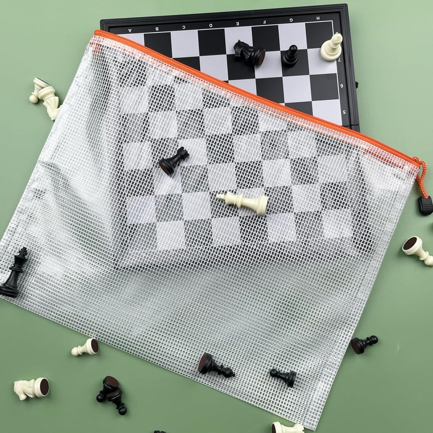 Oaimyy-18PCS-12 x 16 Inches-Mesh Zipper Pouch, Plastic Zip File Folders Puzzle Bags for Organizing,for Office Supplies,Travel,Home Storage-Black, 12"x 16"