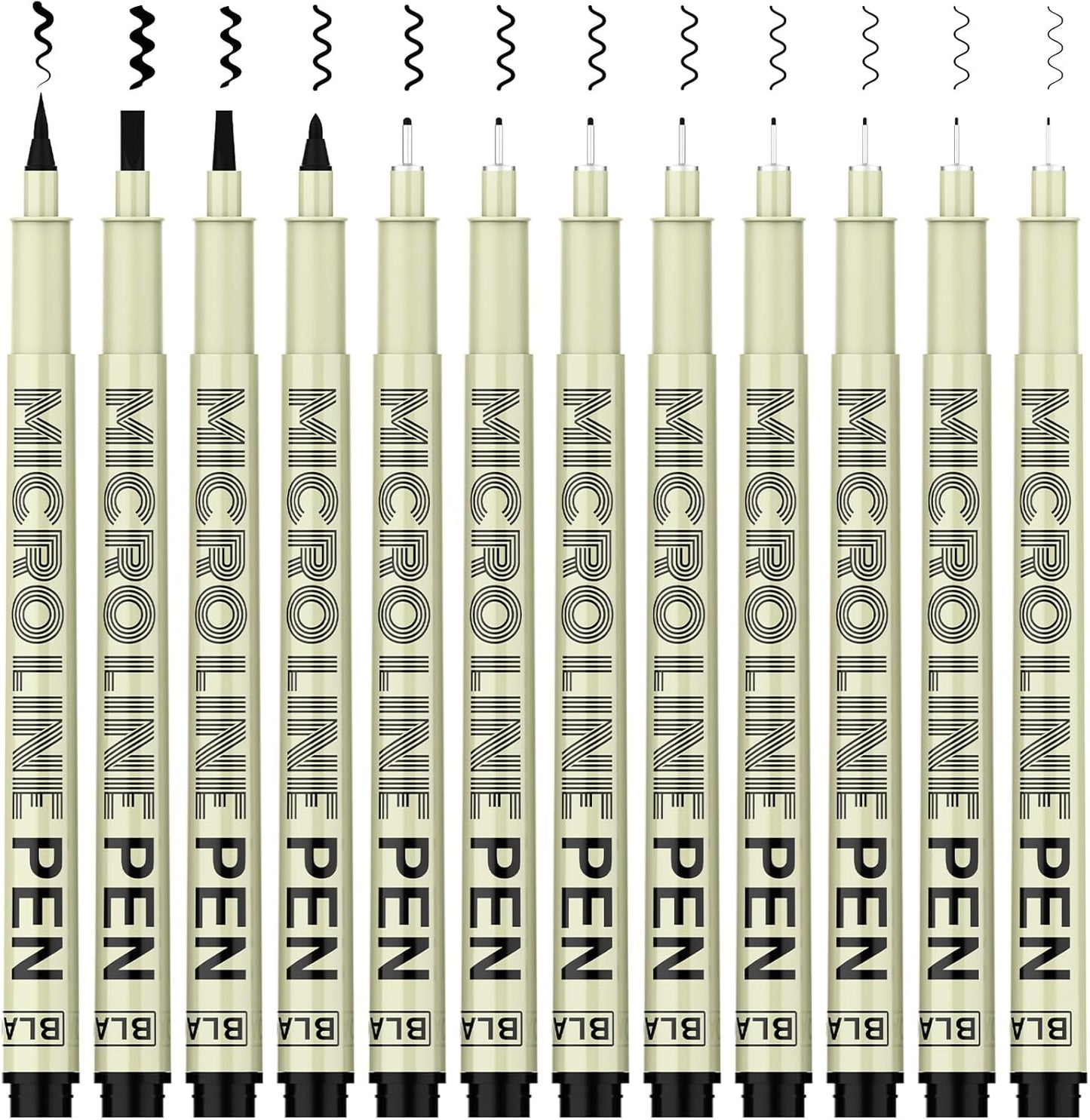 KERIFI Micro-Pen Fineliner Ink Pens, 12 Pack Black Micro Fine Point Drawing Pens Waterproof Archival Ink Multiliner Pens for Artist Illustration, Sketching, Technical Drawing, Zentangle, Scrapbooking