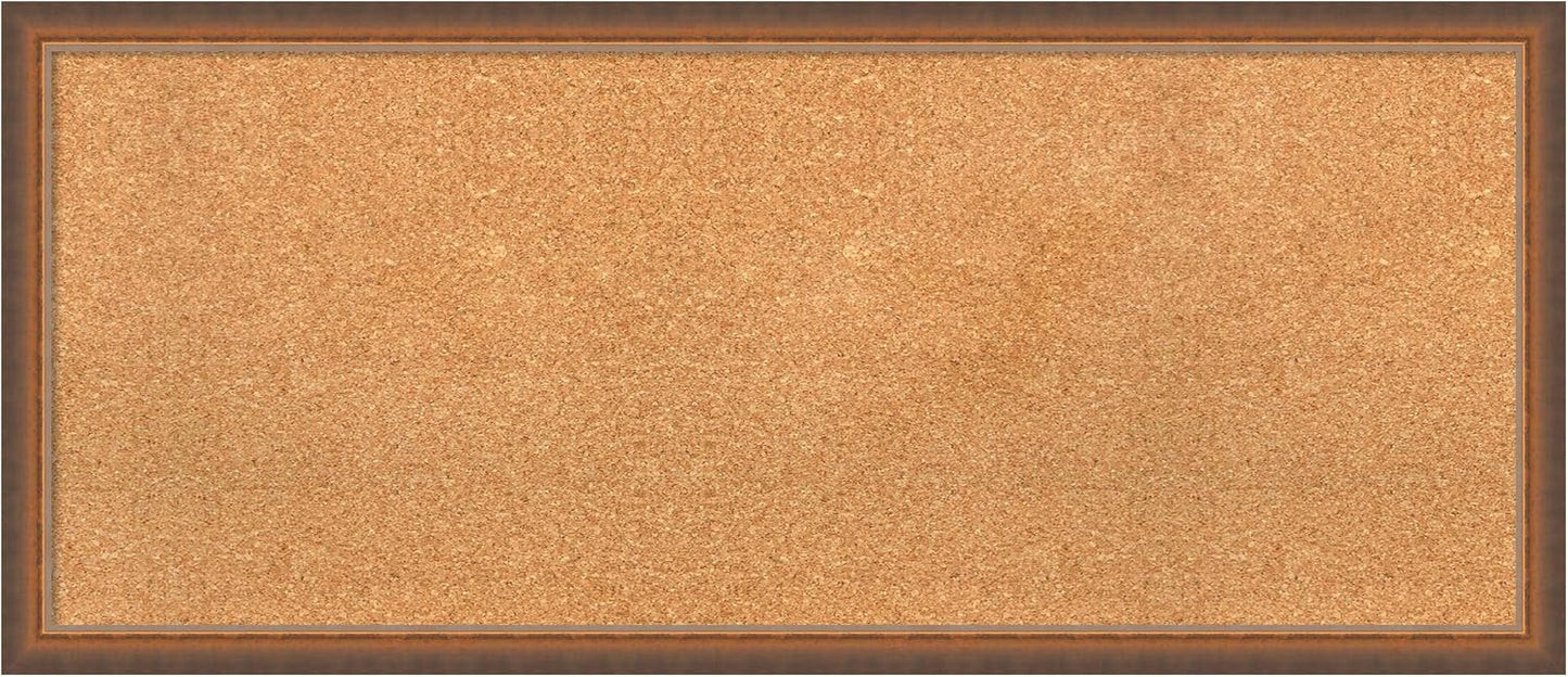 Amanti Art Natural Cork Board for Wall, 18x42 Vision Board with Bronze Frame, Large Corkboard Office Decor for Home Organization, Modern Corkboard Pinboard to Display Items for Home Organization in