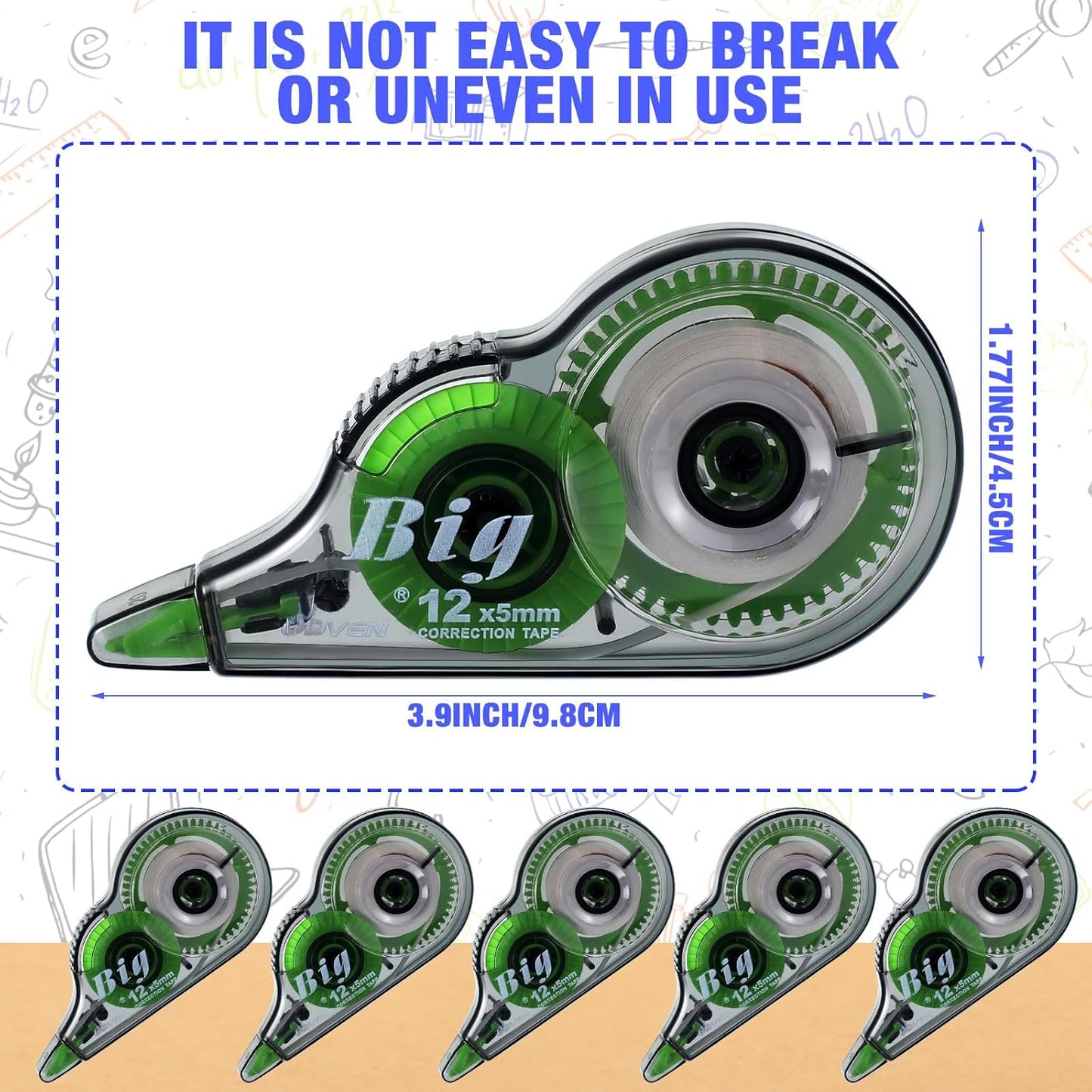 Yexiya 100 Pcs Correction Tapes Original Correction Wide Eraser Applicator Easy to Use Applicator Translucent Tapes Shows for Office Note Journal Scrapbooking, 0.2 Inch x 39.4 Feet