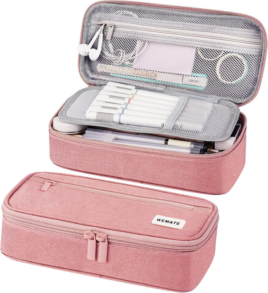 WEMATE Pencil Case, Large Storage Organizer for Stationery, Back - to - School Essential, Teacher Must - have, Big Pencil Pouch, Marker Case School Supplies for College & High School