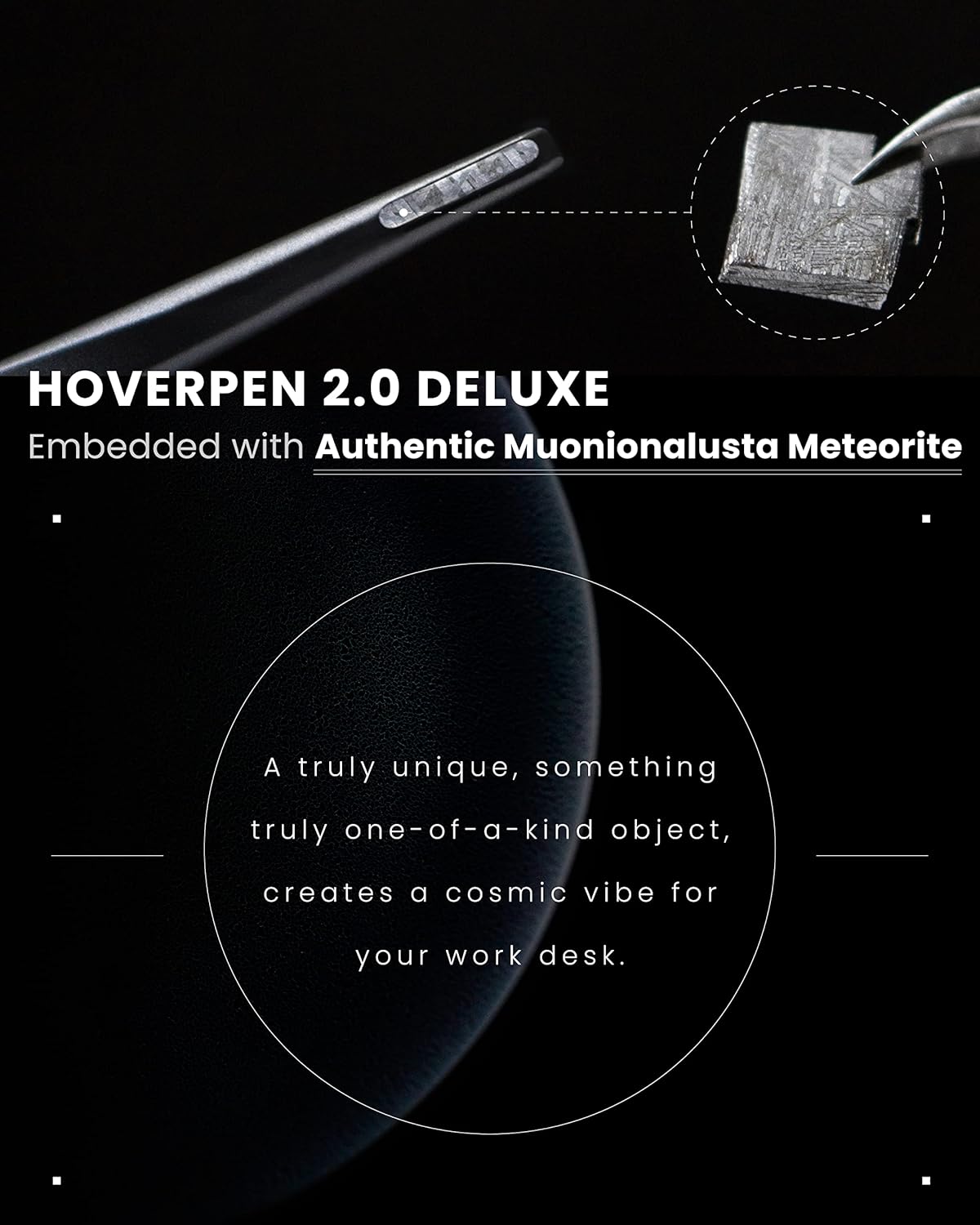 Novium Hoverpen 2.0 Interstellar Edition - Space Black, Unisex, Ballpoint Pen, 23.5 Degree Angle, Schmidt Ballpoint Refill, No Spills, No Spotting, No Explosions