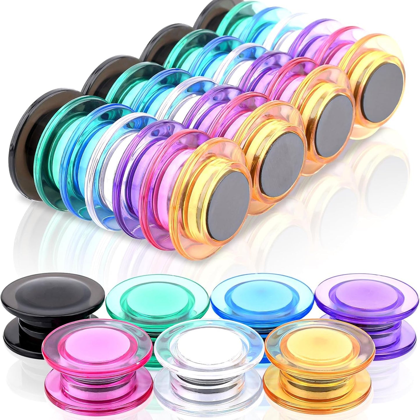 42 Pack Fridge Magnets,30MM Refrigerator Magnet, 7 Colors Colorful Locker Magnets, Strong Small Magnet for Whiteboard, Map, Kitchen, Office