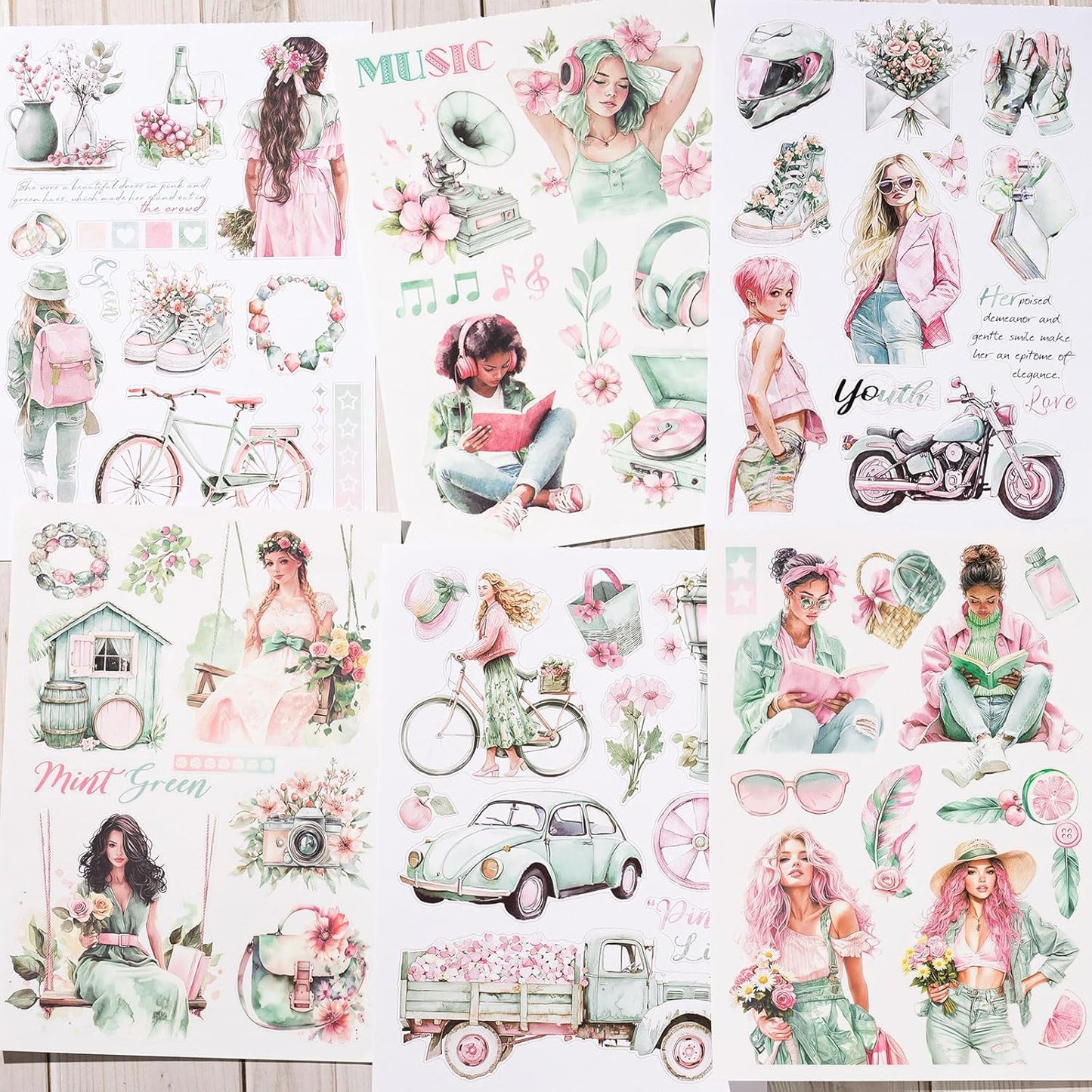 YagCu Journaling Stickers, Breezy Holiday Scrapbook Sticker Book, Junk Journal Supplies, Pre-Cut Aesthetic Scrapbooking for Adults, Decorative Ephemera Bullet Planner Arts Craft Collage