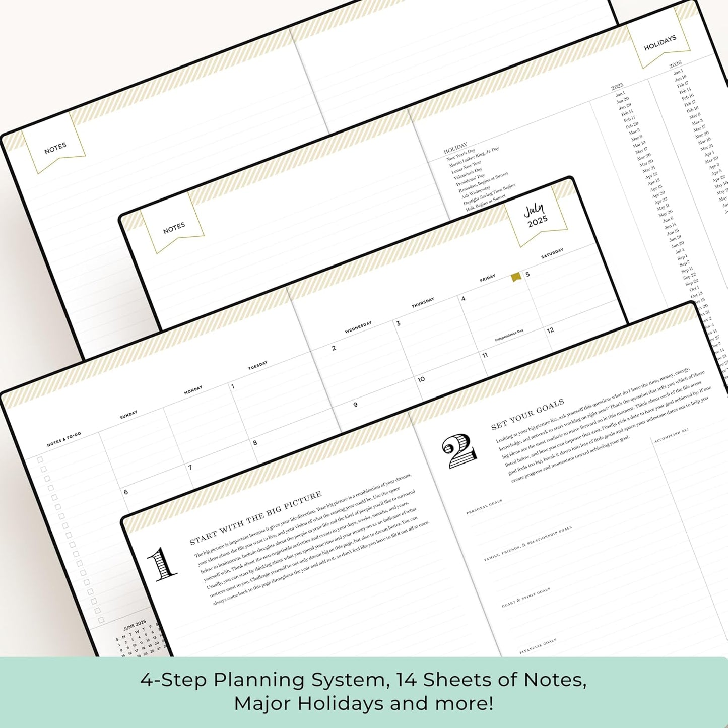 Blue Sky Day Designer 2025-2026 Academic Year Weekly and Monthly Planner Calendar, July 2025 - June 2026, 12-Month, 8" x 10", Faux Leather Cover, Bookbound, Black