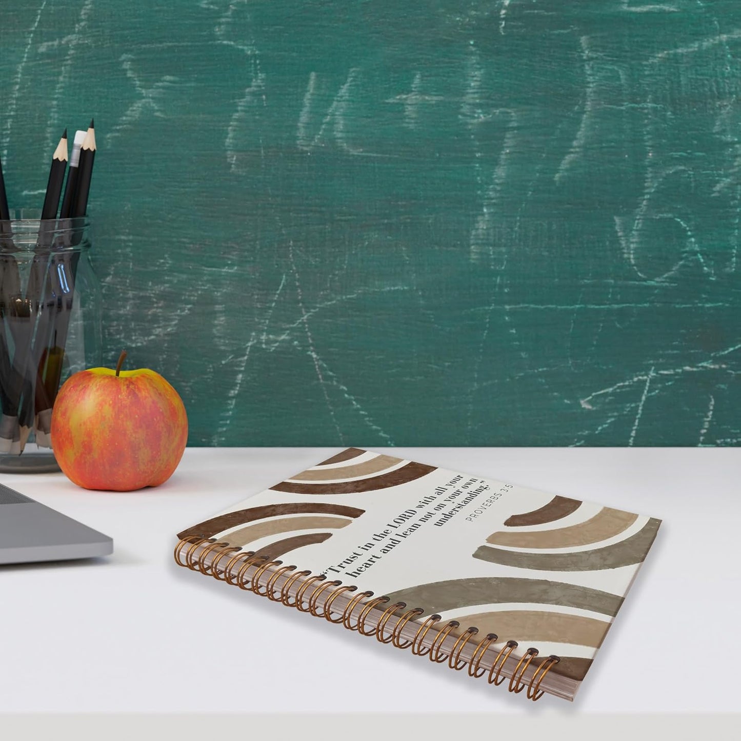 VNWEK Bible Scripture Proverbs 3:5 Trust in the Lord with All Your Heart Boho Brown Rainbow Spiral Notebook Journal 5.5 x 8.3 inches,Christian Lined Hardcover Spiral Notebook,Christian Gifts