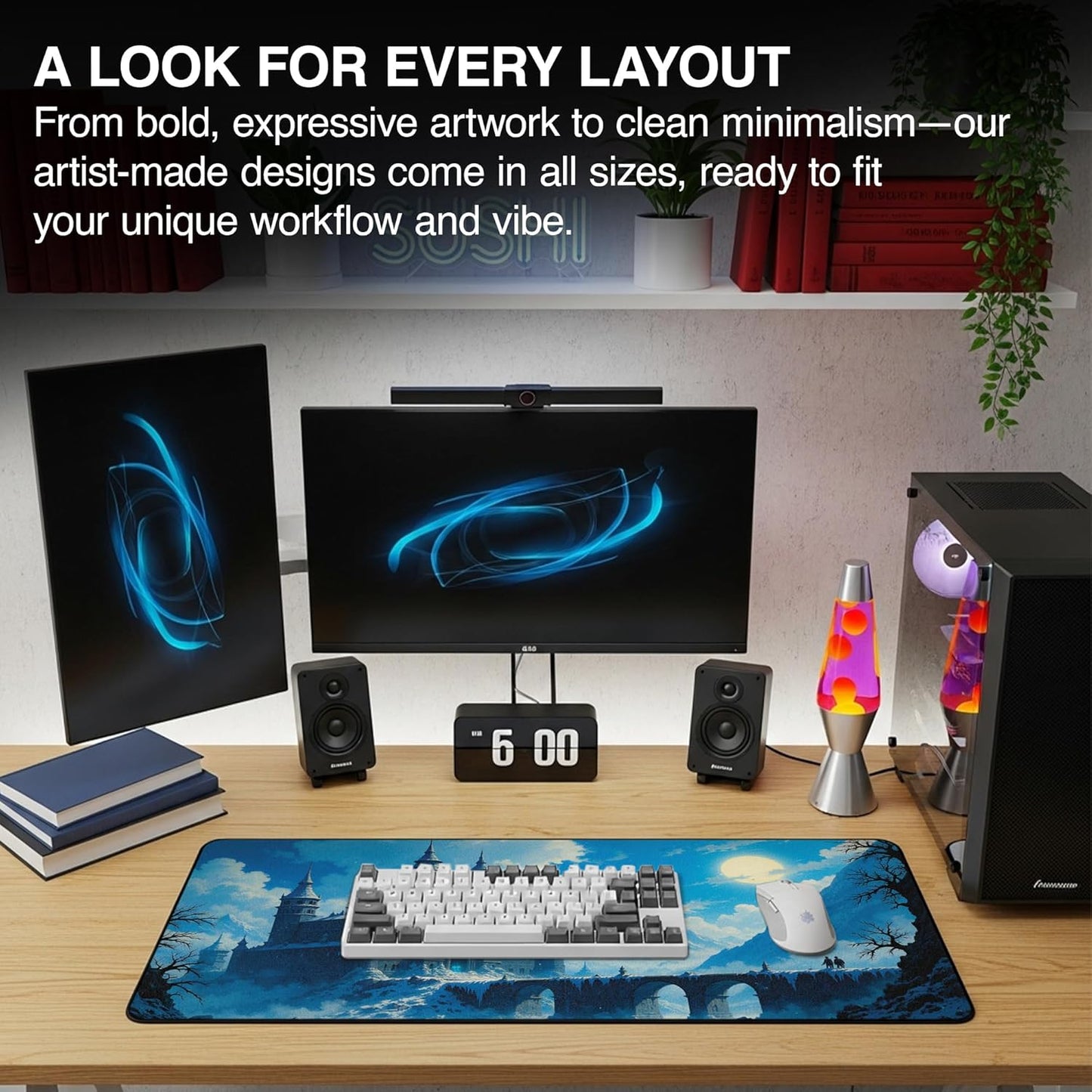 MPCO. Dark Fantasy Large Gaming Desk Pad - 36" x 17" Aeroglyde Fabric The Frost King’s Castle Desk Mats - Non-slip, Washable, Smooth Glide for Precision Gaming & Work