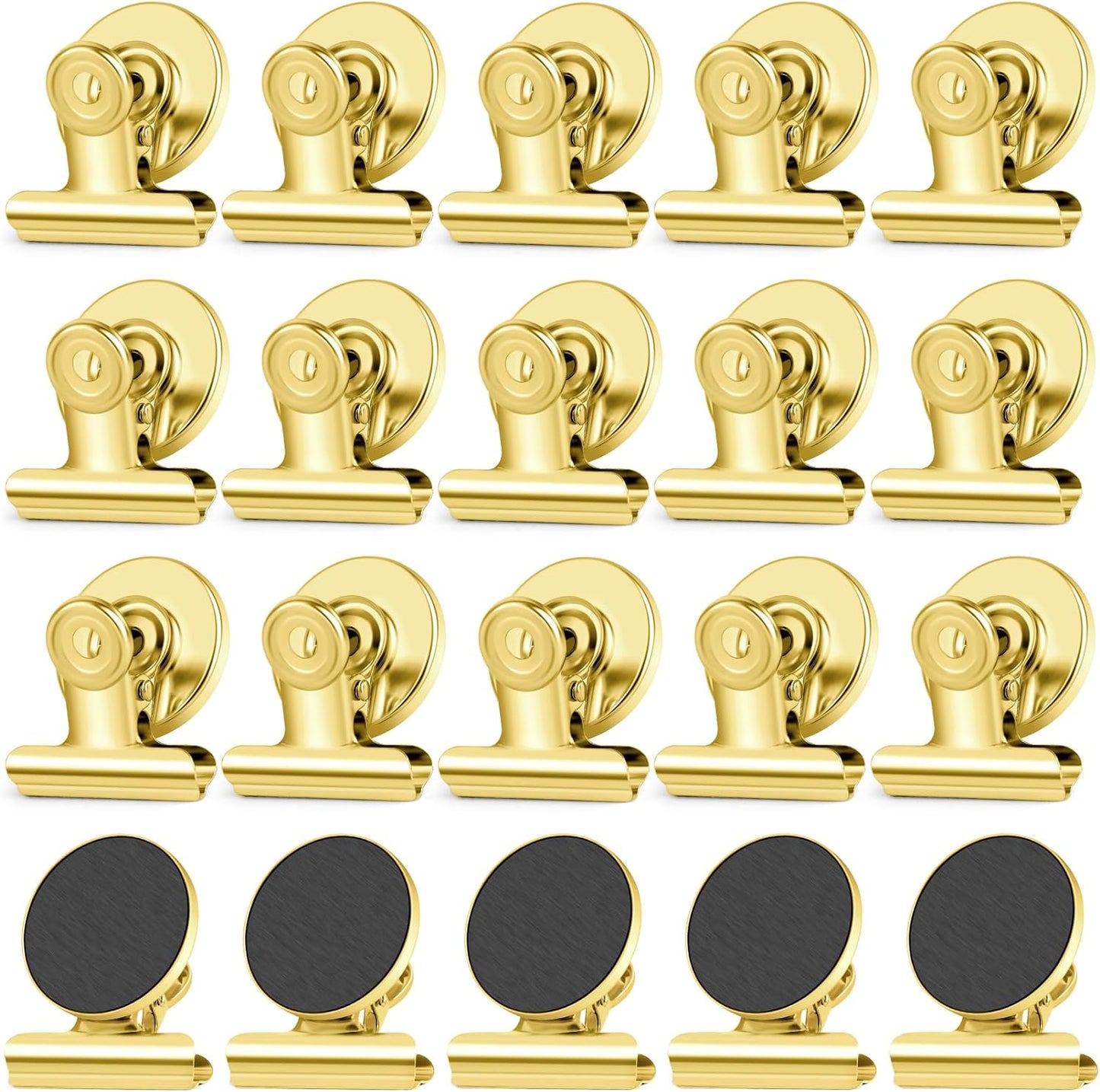 20 Pack Fridge Magnet Refrigerator Magnets, Gold Magnetic Clips Whiteboard Magnets, Magnet Clips Heavy Duty for Photo Displays, Home, Office, Classroom