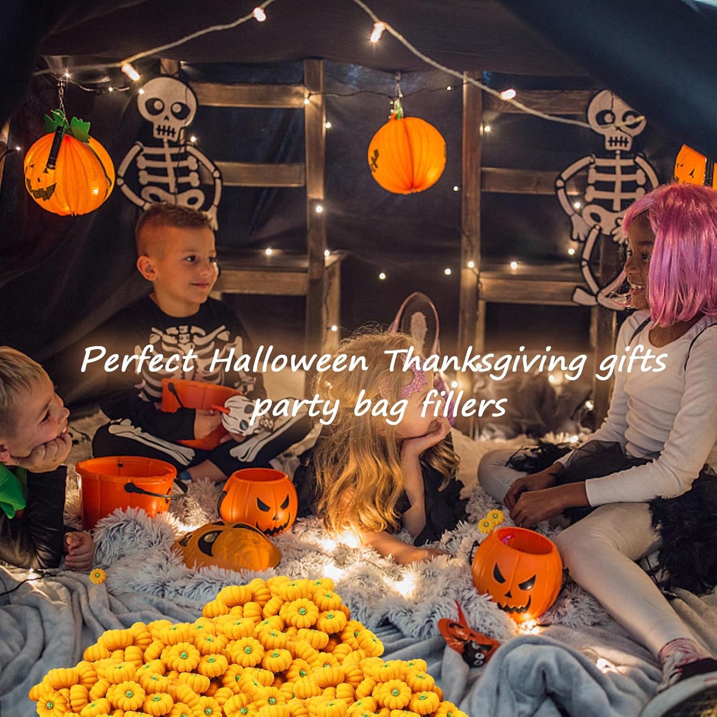 Pumpkin Erasers Bulk 100pcs Party Favors Mini Pumpkin Erasers for Children Students Back to School Gifts Classroom Counting Math Manipulative Counters Teacher Rewarding Gift