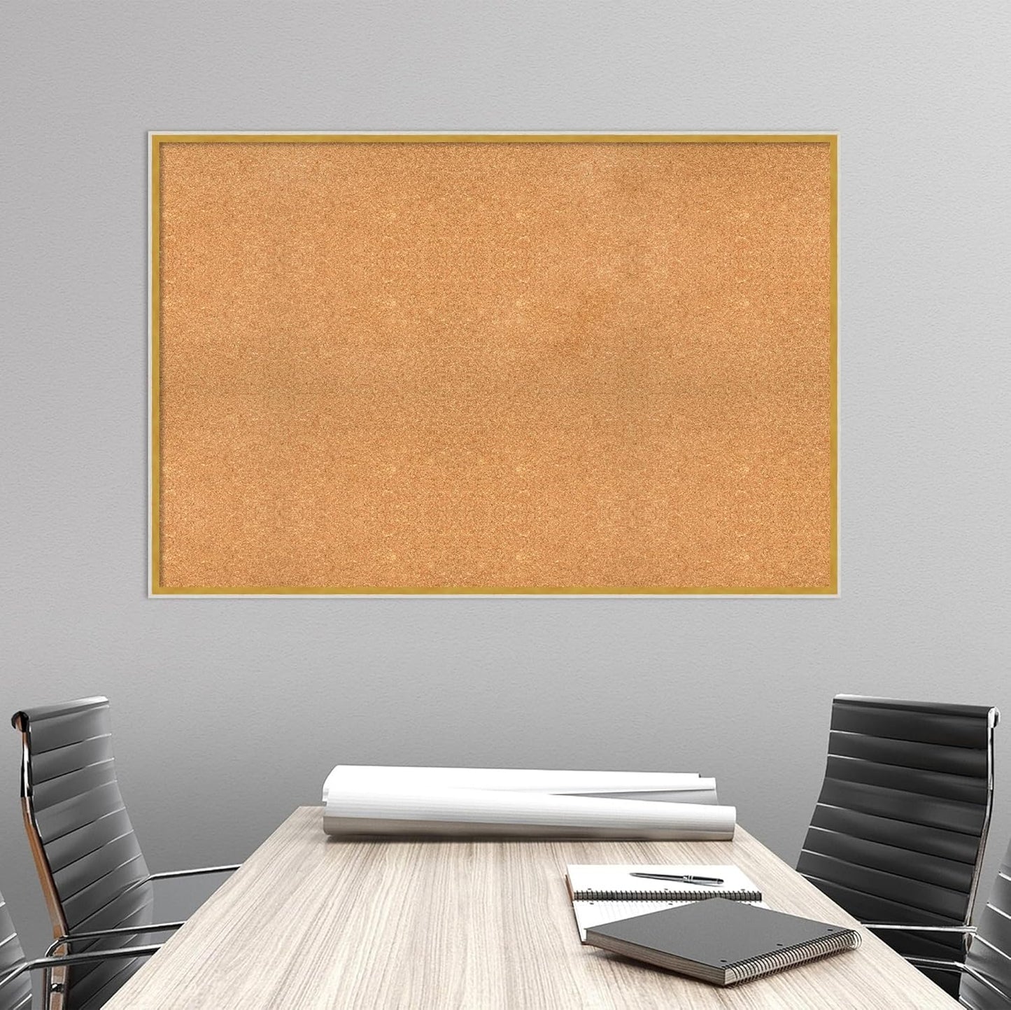 Amanti Art Natural Cork Board for Wall, 33x49 Vision Board with White Frame, Oversize Corkboard Office Decor for Home Organization, Modern Corkboard Pinboard to Display Items for Home Organization in