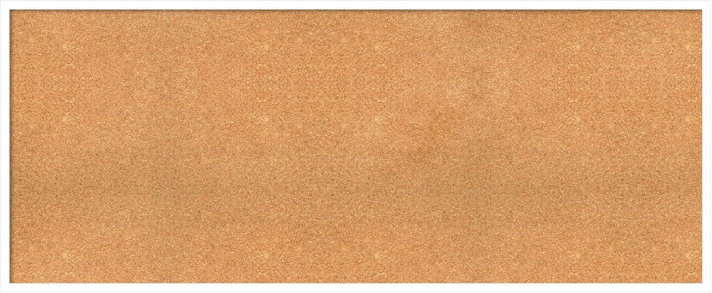 Amanti Art Natural Cork Board for Wall, 25x61 Vision Board with White Frame, Oversize Corkboard Office Decor for Home Organization, Modern Corkboard Pinboard to Display Items for Home Organization in