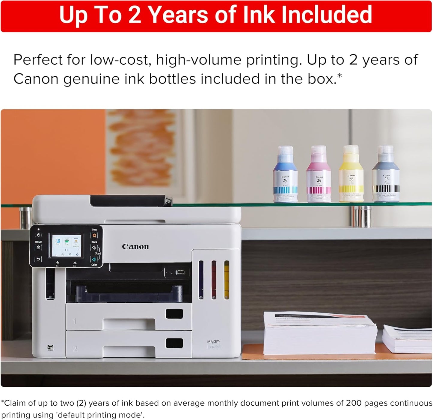 Canon Megatank GX7120 Wireless All-in-One Printer, Print, Copy, Scan and Fax with 2.7" LCD Touch Screen and Auto Document Feeder, White