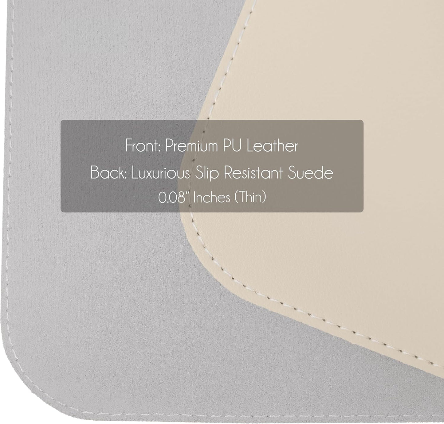 Vine Creations Leather Desk Mat, 44" x 22" - Desk Protector Pad, PU Leather, Large Non-Slip Mouse Pad & Blotter, Beige