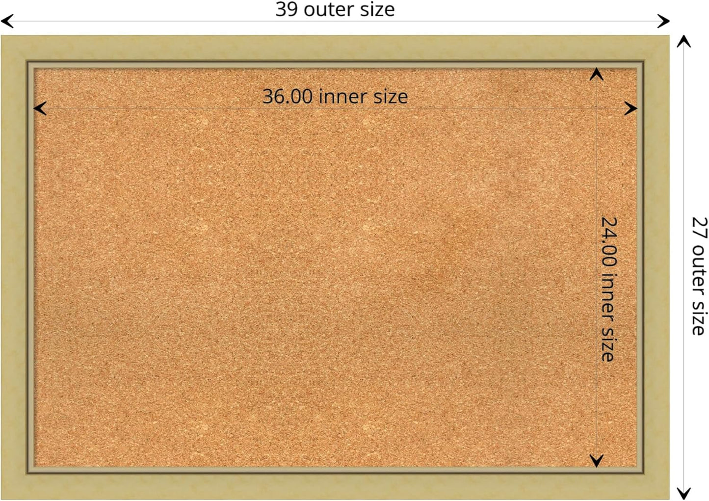 Amanti Art Natural Cork Board for Wall, 27x39 Vision Board with Gold Frame, Large Corkboard Office Decor for Home Organization, Casual Corkboard Pinboard to display items for home organization