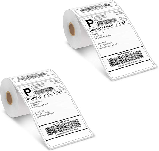 KKBESTPACK 4”x 6”Direct Thermal Shipping Labels (2 Rolls - 250 Per Roll)