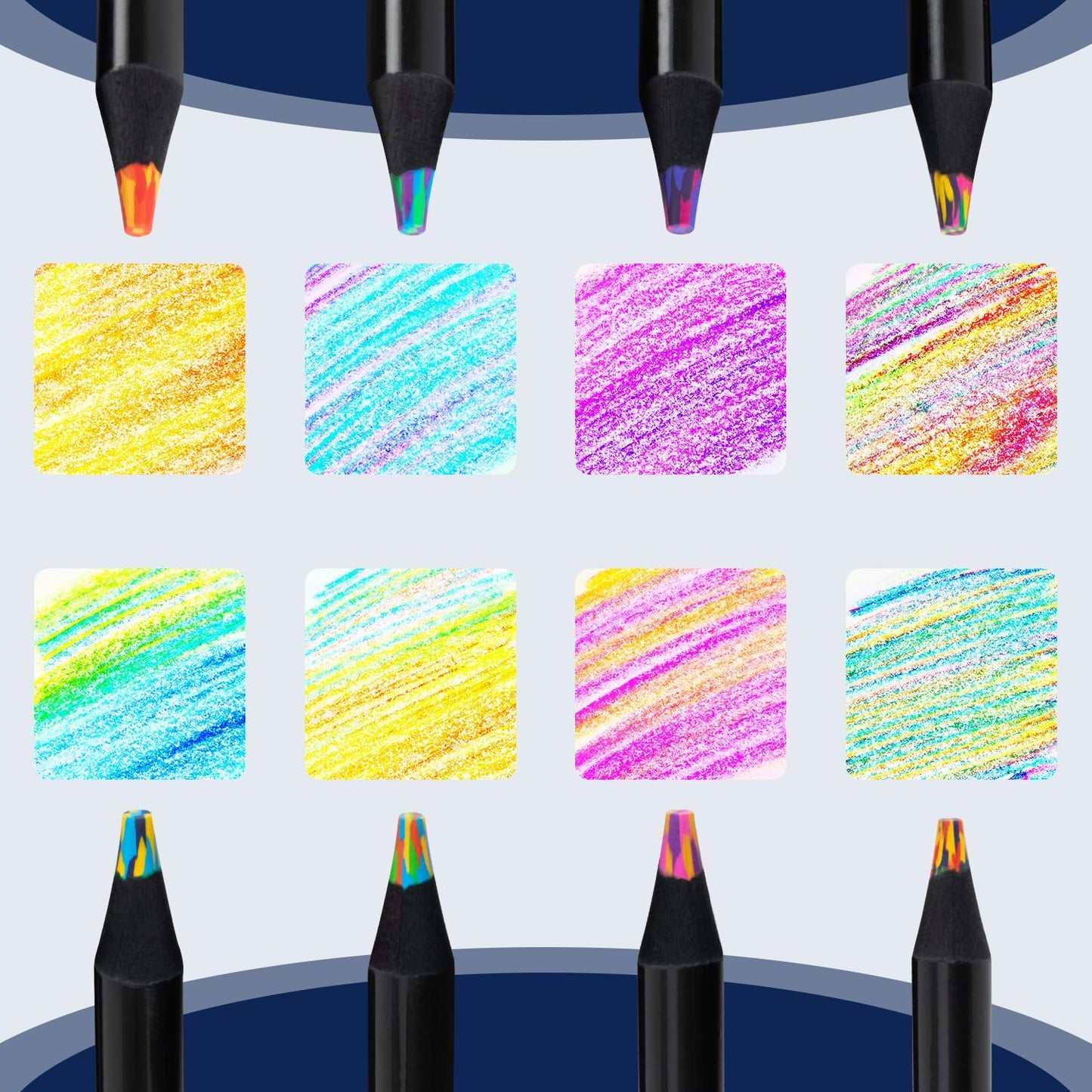 Stocking Stuffers for Kids, 8 Pieces Art Supplies Colored Pencils, Jumbo Rainbow Pencils with Sharpener, Multicolored Pencils for Drawing, Coloring, Christmas Gifts, Party Favor Bags