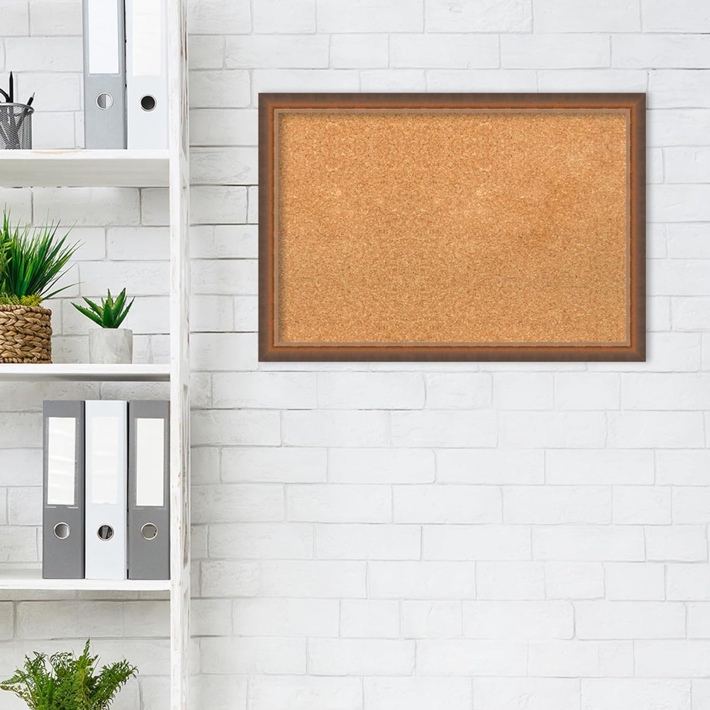 Amanti Art Natural Cork Board for Wall, 18x26 Vision Board with Bronze Frame, Medium Corkboard Office Decor for Home Organization, Modern Corkboard Pinboard to Display Items for Home Organization in