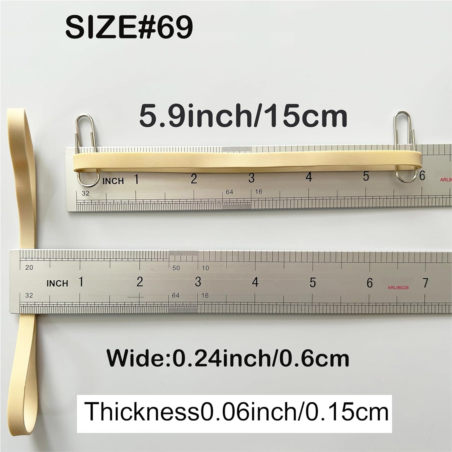 Rubber Bands 65Pcs Size#69 Big Elastic Rubber Band Large Beige Rubber Bands for Office Supplies File Folders Litter Box (5.9" x 0.24")