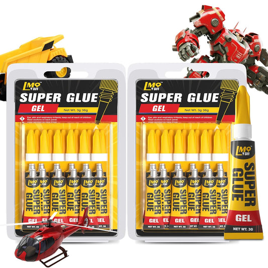 Super Glue Gel Clear, 24×3g All Purpose Strong Bond Single Use Heavy Duty CA Glue, Instant Cyanoacrylate Adhesive Multipack for Plastic Ceramic Glass Jewelry Metal Fletching Wood Porcelain Aquarium